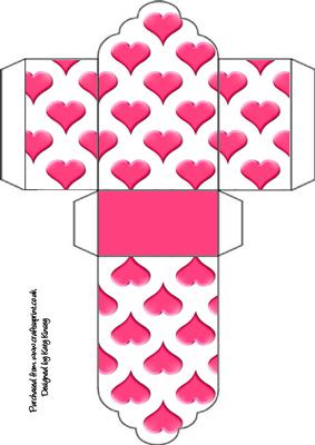 Bright Pink Hearts Tag Gift Box