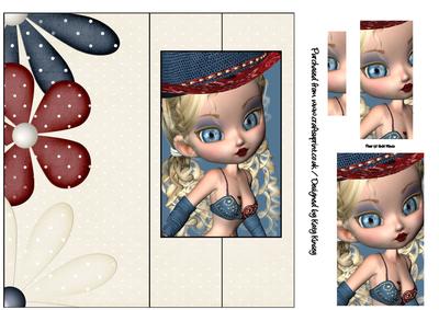 Annie Cowgirl Tall Slim Foldback Card with Simple Pyramage
