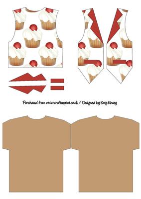Cherry Cupcake Waistcoat Shaped Card