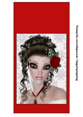 Lovely Lady with Red Rose Over the Edge Card