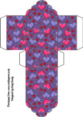 Pink and Lilac Hearts Tag Gift Box