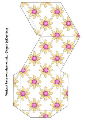 Pink and Yellow Daisy Pyramid Gift Box