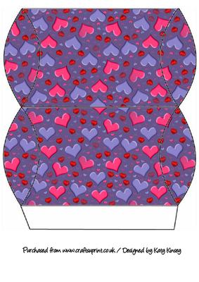 Pink and Lilac Hearts Pillow Gift Box