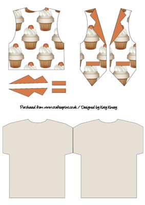 Orange Cupcakes Waistcoat Shaped Card