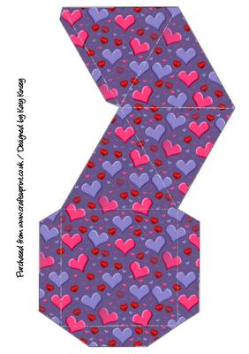Pink and Lilac Hearts Pyramid Gift Box