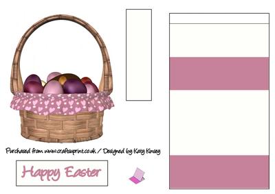 Happy Easter Egg Basket Easel Card in Pink Hearts and Stars