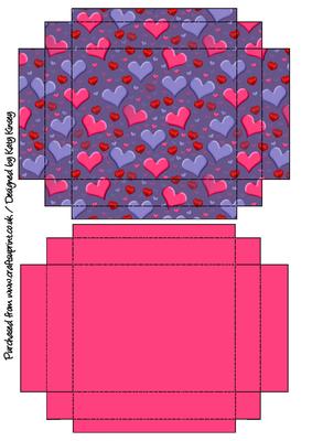 Pink and Lilac Hearts Gift Box with Lid