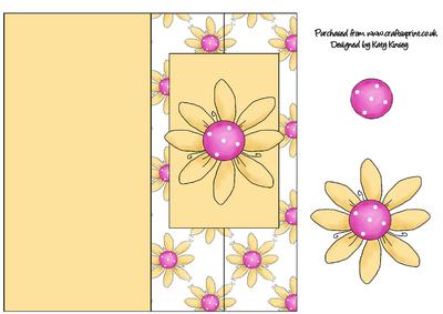 Pink and Yellow Daisy Tall Slim Foldback Card
