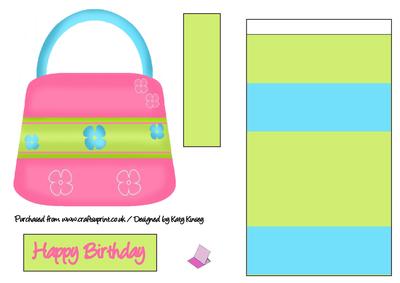 Pink & Lime Handbag Easel Card
