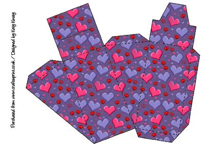 Pink and Lilac Hearts Cake Slice Gift Box