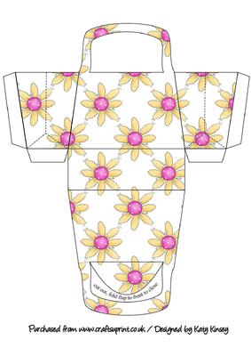 Pink and Yellow Daisy Handbag Shaped Gift Box