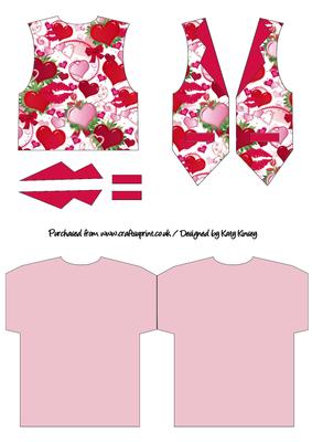Love Hearts in Pink Waistcoat Shaped Card