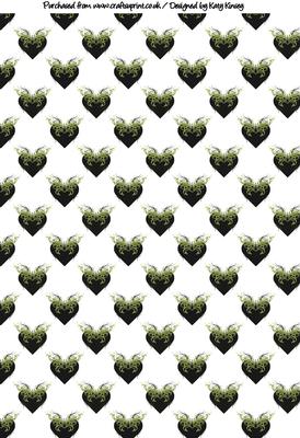 Winged Hearts Backing Paper in Green