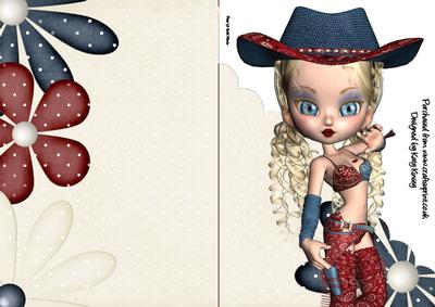 Annie Cowgirl A5 Shaped Front Print and Fold Card