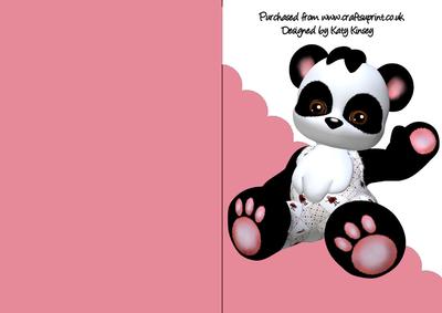Cute Panda A5 Shaped Front Print and Fold Card