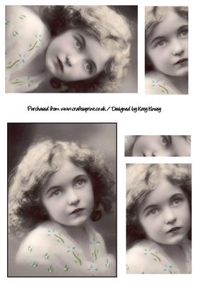Little Girl Vintage Portrait Pyramage Sheet #1