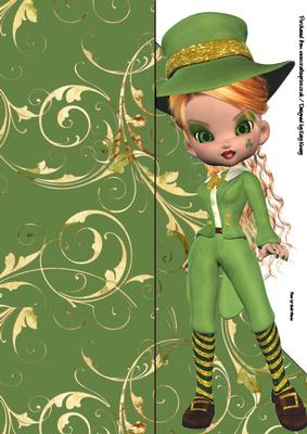 Lisa Leprechaun Tall Slim Shaped Front Card