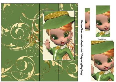 Lisa Leprechaun Tall Slim Foldback Card with Simple Pyramage