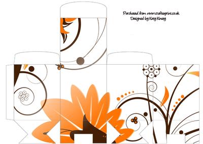 Retro Orange Flowers Tall Slim Gift Box