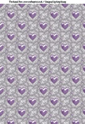Purple Lace Hearts Backing Paper