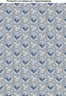 Blue Lace Hearts Backing Paper