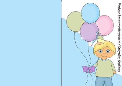 Birthday Boy with Balloons A5 Shaped Front Print & Fold Card