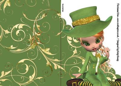 Lisa Leprechaun A5 Shaped Front Print and Fold Card
