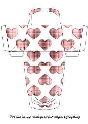 Red Gingham Hearts Handbag Shaped 3D Gift Box