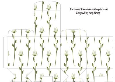 White Rosebuds Tall Slim Gift Box