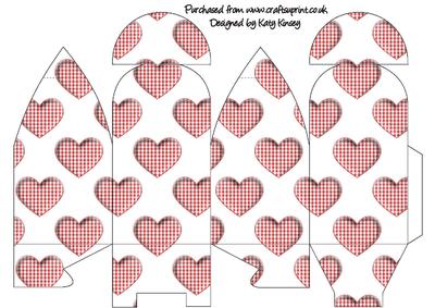 Red Gingham Hearts Truffle Style Gift Box