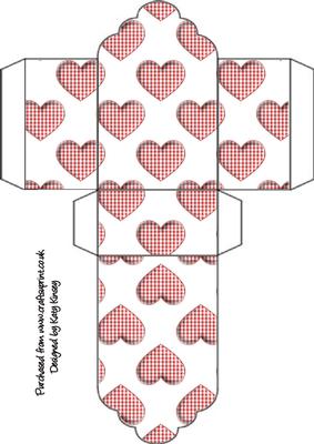 Red Gingham Hearts Tag Gift Box