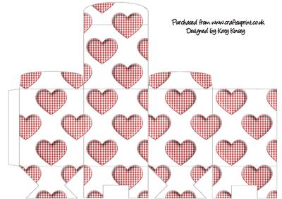 Red Gingham Hearts Tall Slim Gift Box