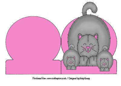 Mummy Cat with Kittens Shaped Front Card