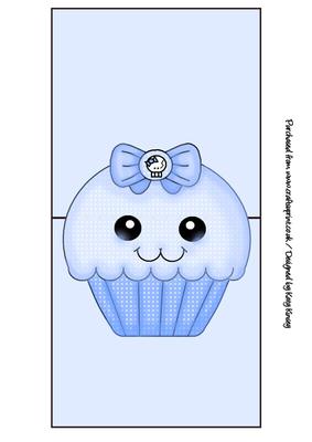 Blue Kawaii Cupcake Over the Edge Card