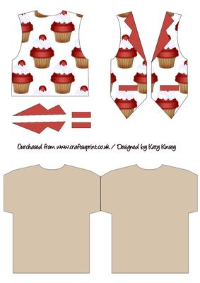 Strawberry Cupcake Waistcoat Shaped Card