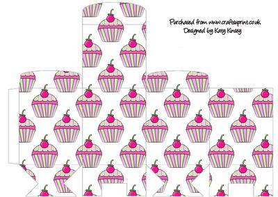 Cherry Cupcake Stripe Green Tall Slim Gift Box