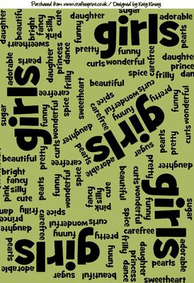 Sugar and Spice Girl Wording Backing Paper in Green