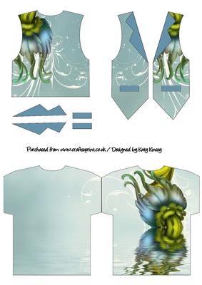 Blue Waterlily Waistcoat Shaped Card