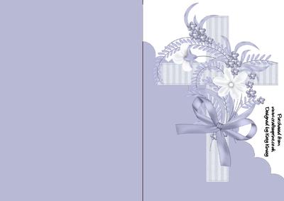 Cross with Flowers in Blue A5 Shaped Front Card