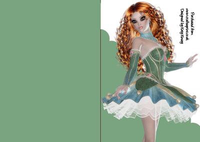 Tutu Beautiful A5 Shaped Front Print and Fold Card Auburn