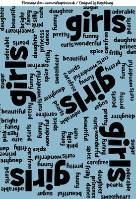 Sugar and Spice Girl Wording Backing Paper in Blue