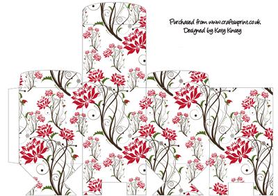Vibrant Red Flowers on White Tall Slim Gift Box