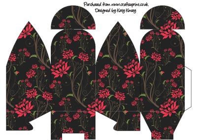 Vibrant Red Flowers on Black Truffle Style Gift Box