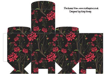 Vibrant Red Flowers on Black Tall Slim Gift Box