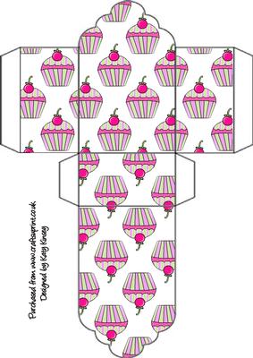 Cherry Cupcake Stripe Green Tag Gift Box