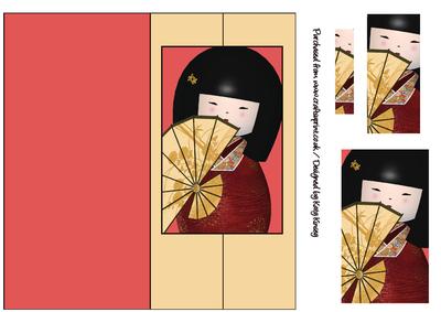 Geisha Doll in Red Foldback Card with Simple Pyramage