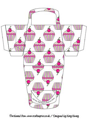 Cherry Cupcake Stripe 3D Handbag Shaped Gift Box