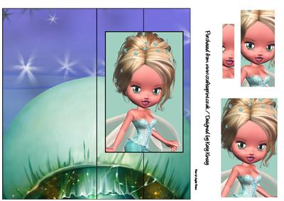 Brigid Fairy Tall Slim Foldback Card with Simple Pyramage