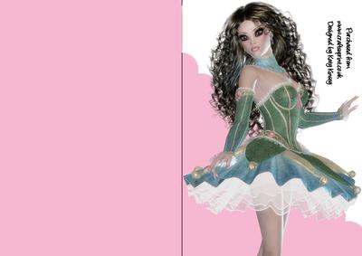 Tutu Beautiful A5 Shaped Front Print and Fold Card Dark Hair
