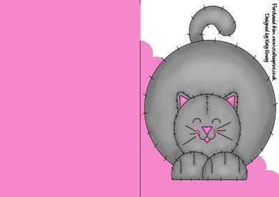 Smokey the Cat A5 Shaped Front Print and Fold Card